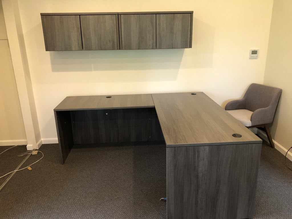 Straight Front Fixed Height Casegoods Desk with Fixed Height Return
